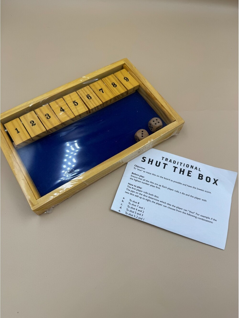 Shut The Box 9 Wooden Number Board Game With 2 Dice Games of Traditions Brand N